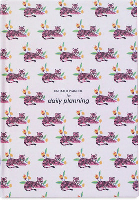 Happening Hippo Nondated Planner Daily Diary, To-Do List for Gratitude Journal A5 Planner Use the undated 6-Month Planner to Reach Your Weekly and Monthly Goals. 100 Pages(White Color With Tiger Theme)