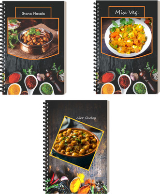 ESCAPER Food Binding Notebook, Journal Diary, Ideal Gift for Office, Travel A5 Diary Ruled 160 Pages(Combo- E, Pack of 3)