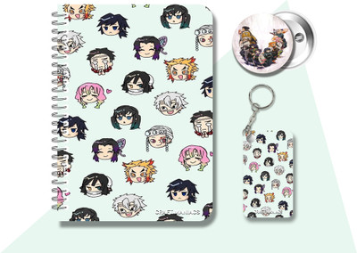 craft maniacs demon s DIARY + keychain + badge A5 Notebook RULED 160 Pages(Multicolor)