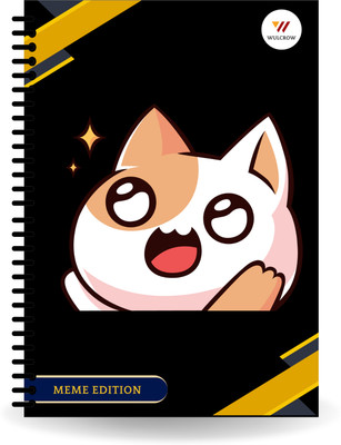 Wulcrow Premium Notebook | CAT PRINT B | A5 Notebook Ruled 140 Pages(Black)