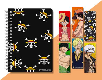 craft maniacs 2024 ONE PIECE DIARY & 6 FREEBIE BOOKMARKS A5 Notebook RULED 160 Pages(Multicolor)
