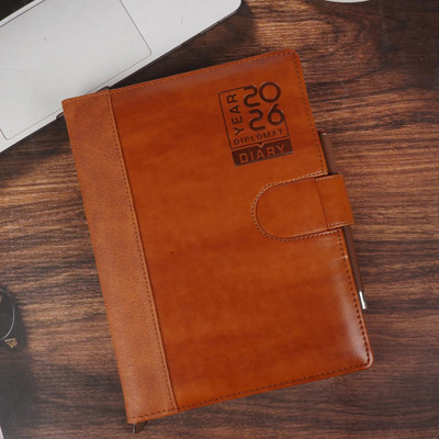 Erminio Palamino 2026 PU Leather Daily Planner, Executive Diary with Loop Closure & Pen Holder B5 Diary Ruled 365 Pages(Brown)