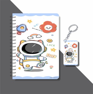 craft maniacs SPACE DIARY & KEYCHAIN A5 Note Book RULED 120 Pages(Multicolor)