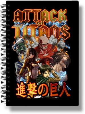buddytales Attack on Titan anime notebook A5 Notebook Unruled 120 Pages(Black)