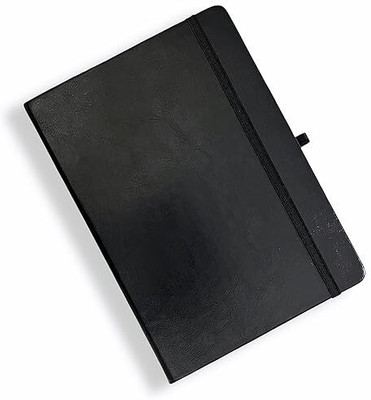 Wordmates Hard Bound NoteBook and Dairy | 8.5 * 6 inches Notebook Diary A5 Diary Ruled 200 Pages(Glossy Black)