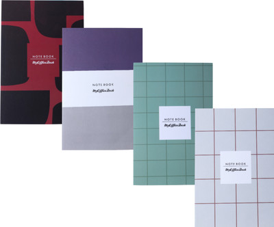 MyOfficeDesk Set of 4 A5 Notebook | Diary | Journal Combo Set A5 Notebook Single Ruled 164 Pages(Maroon, White, Olive, Blue, Pack of 4)