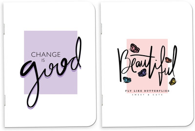 Raptech notebook Unique Stationery items, Easy to Carry, Plain Cute (Change is Good) A5 Diary UnRuled 144 Pages(Multicolor, Pack of 2)