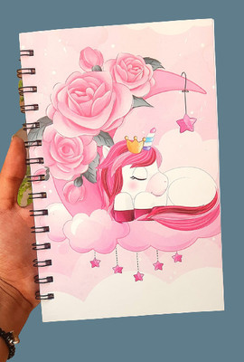 NAVDEEP COLLECTION Unicorn Diary A5 Diary 120 100 Pages(Pink)