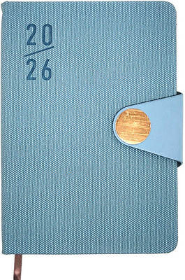 Nuovi 2026 Daily Planner | 365 Days Diary with Textured & Magnetic Closure - 80GSM | A5 Planner - Ruled Grid | 400 Pages(Blue)