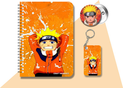 craft maniacs NARUTO DIARY & 2 FREEBIE A5 Notebook RULED 120 Pages(Multicolor, Pack of 3)