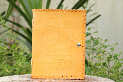 LEATHER VINTAGE Farm Life Edition | Rustic Leather Journal Series A5 Journal PLAIN 200 Pages(Mustard Yellow)