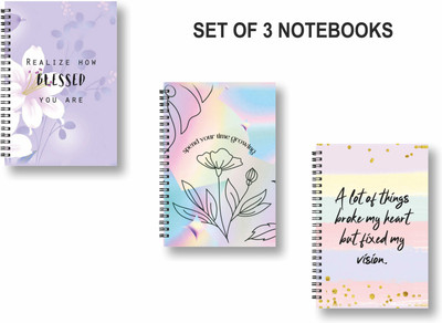 ROT RIX combo of 3 Notebooks A5 Diary Unruled 144 Pages(Purple, Multicolor, Pack of 3)
