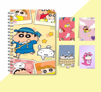 craft maniacs SHINCHAN DIARY & 4 MAGNETIC BOOKMARKS 2025 A5 Notebook RULED 160 Pages(Multicolor)