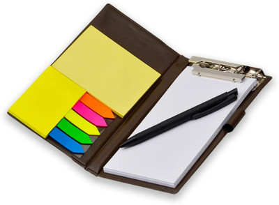 GRYPHUS BY SS CREATION Notepad with Sticky Notes, Arrow Flags Memo Pad with Black Pen | Note Pad Plain Regular Memo Pad UNRULED 50 Pages(Brown)