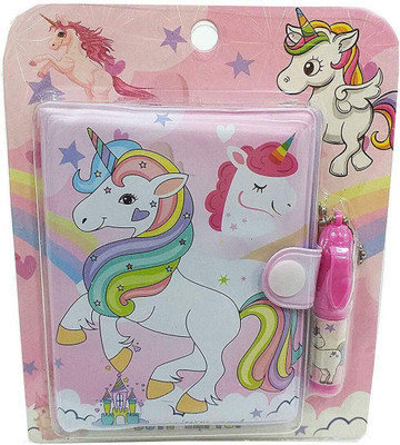 AGC Unicorn Small Pocket Diary with Small Pen for Kids Stationery A7 Diary Unicorn 60 Pages(Pink)