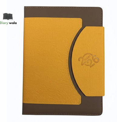 Diarywala 2026 B5 Diary RULED 192 Pages(Brown YELLOW)