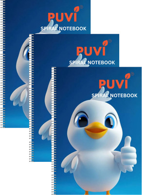Puvi SPIRAL Notebook A4 Notebook RULED /LINE 400 Pages(Multicolor, Pack of 3)