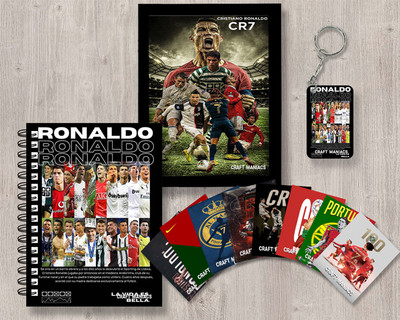 craft maniacs FOOTBALLER GIFTING COMBO A5 Notebook RULED 120 Pages(Multicolor)
