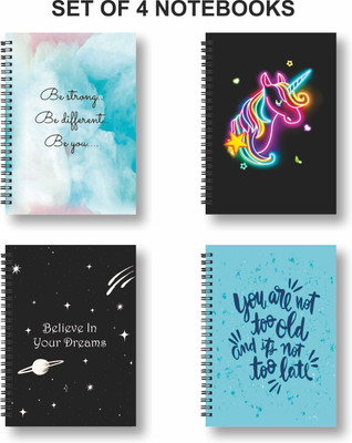 Papco Notebook A5 Diary Ruled 144 Pages(Multicolor, Blue, Pack of 4)