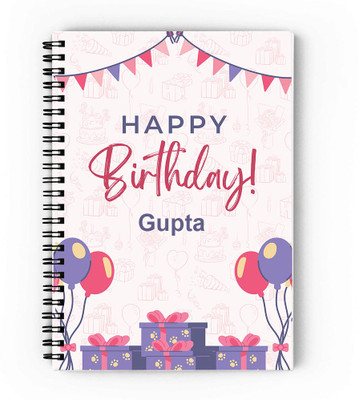 GIFTUATION Gupta Happy Birthday Notebook / Gift for Birthday A5 Diary Unruled 140 Pages(Pink)
