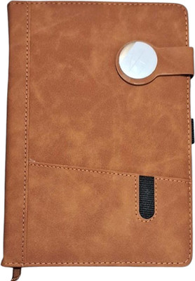 Greeshma Executive A5 PU Notebook Diary Journal with Magnetic Overlap 192 pages A5 Note Book Ruled 192 Pages(Brown)
