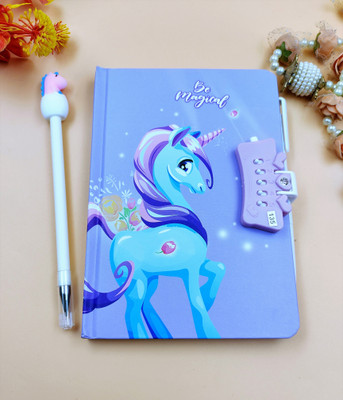 Paper Bear Unicorn A4 Diary ruled 70 Pages(Purple)