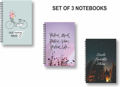 ROT RIX combo of 3 Notebooks A5 Diary Unruled 144 Pages(Multicolor, Pack of 3)