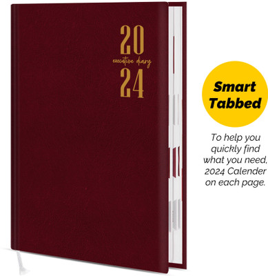 Abstract Collection Executive Style Quality Diary 2023 with Sunday Half Page Regular Diary B5 Diary Single Rule 366 Pages(Red)