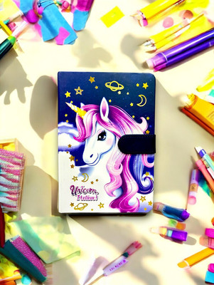 BHARATKART EMPORlUM Unicorn-Themed A5 Diary with Magnetic Lock – 100 Pages A5 Diary Ruled 100 Pages(Multicolor)