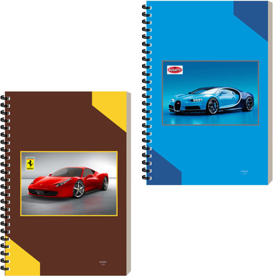 ESCAPER Car Notepad, Designer Diary, Notebook For Writing A5 Diary Ruled 160 Pages(Combo- C, Pack of 2)