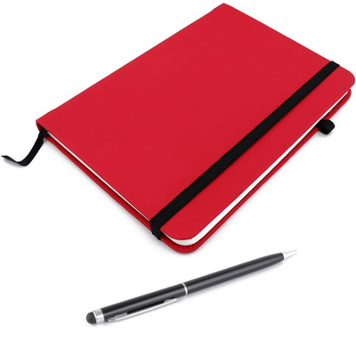 ASRAW A5 Sized Hardcover Diary with Stylus Pen A5 Diary Ruled 176 Pages(Red)
