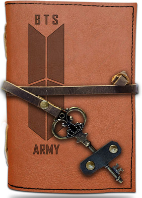 DI-KRAFT Handmade Classic Design Leather-BTS Printed Diary A6 Diary Unruled 200 Pages(Brown 16)