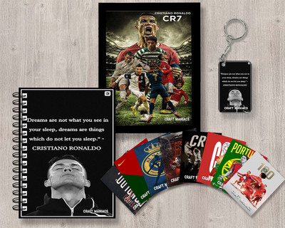 craft maniacs FOOTBALLER GIFTING COMBO A5 Diary RULED 120 Pages(Multicolor)