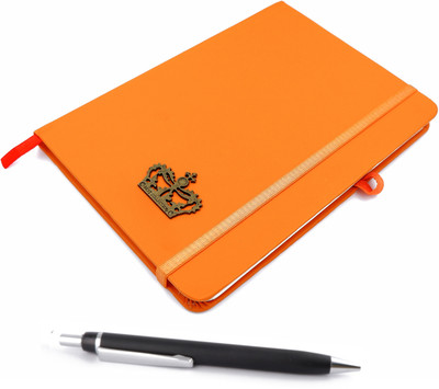 ASRAW Crown A5 Sized Hardcover Diary with Tic Tac Pen A5 Diary Ruled 176 Pages(Orange)