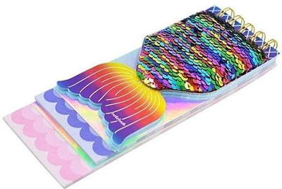 Barbarik Mermaid Tail Colour Changing 3 Layer Magic Sequence Diary,Reversible Sequinned Mini Diary Sprial Bound 80 Pages(Multicolor)