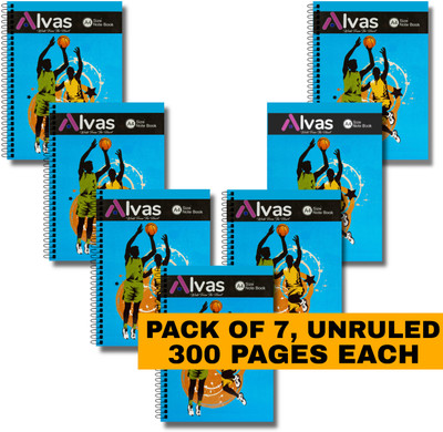 Alvass (300 pages each notebook) | A4 Notebook Spiral | Unruled | 300 Pages(Blue, Pack of 7)