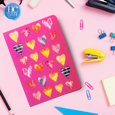 HC with HAPPY CRAFT Pink Heart Notebook A5 Diary Dotted 160 Pages(Multicolor)