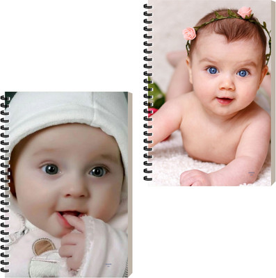 ESCAPER Cute Baby Diary, Personal Notepad For Writing, Spiral Notebook A5 Diary Ruled 160 Pages(Combo- B, Pack of 2)