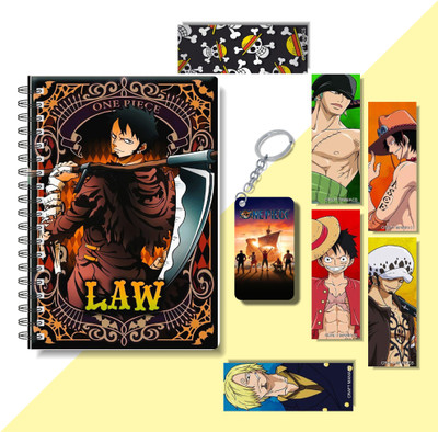 craft maniacs ONE PIECE DIARY & 6 FREEBIE BOOKMARKS & ONE KEYCHAIN A5 Diary RULED 160 Pages(Black)