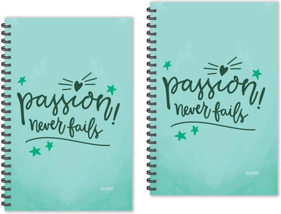 ESCAPER Passion Never Fails Motivational Quotes Diaries (Ruled - A5 Size - Pack of 2 Diaries), Quotes on Diaries A5 Diary Ruled 160 Pages(Green, Pack of 2)