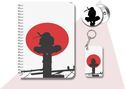 craft maniacs ITACHI UCHIHA DIARY & 2 FREEBIE A5 Notebook RULED 120 Pages(Multicolor, Pack of 3)