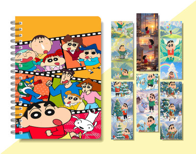 craft maniacs 2024 SHINCHAN DIARY & 6 FREEBIE BOOKMARKS A5 Notebook RULED 160 Pages(Multicolor)