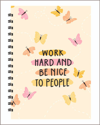 RLanyard Wiro bound, A5 Notebook unruled/plain , Gloss lamination Cover 150 Pages(Cream, yellow)
