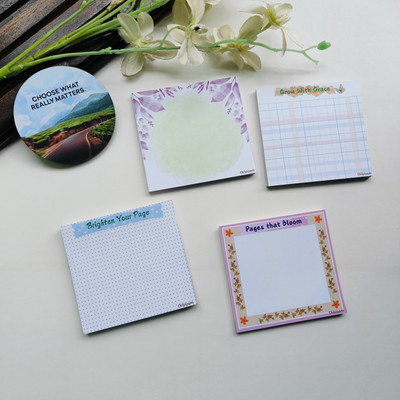 Chibloom Set of 4 Tear-Off Notepads – Cute & Functional, 40 Sheets Each, 100 GSM Paper Mini Memo Pad Mixed Design 40 Pages(Refresh, Multicolor, Pack of 4)