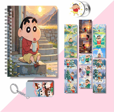 craft maniacs 2025 SHINCHAN DIARY & 6 FREEBIE BOOKMARKS & ONE KEYCHAIN & ONE BADGE A5 Diary RULED 160 Pages(Multicolor)