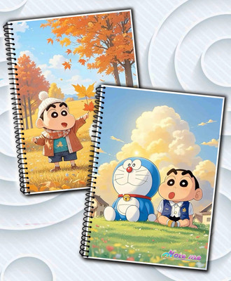 NOTEme Doraemon & Shinchan Cartoon Edition A5 Notebook Unruled 200 Pages(Multicolor, Pack of 2)