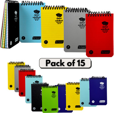 NEELGAGAN No. 2 Five in One Spiral Notebook Regular Diary Pocket Size Ruled 160 Pages(Multicolor, Pack of 15)