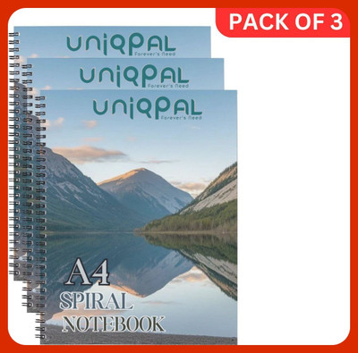 UNIQPAL SPIRAL Notebook A4 Notebook UNRULED/PLAIN 200 Pages(Multicolor, Pack of 3)