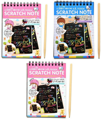 Art Bundle Sketch Scratch Paper Note Drawing Book for kids books Stationary book - Set of 3 Regular Notebook no 10 Pages(Multicolor, Pack of 3)