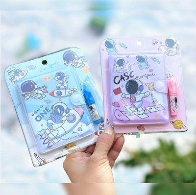 Sanjis Enterprise Pack of 2 Small Cartoon Pocket Diary with Small Pen Mini Diary plain 84 Pages(Pink, Blue, Pack of 2)